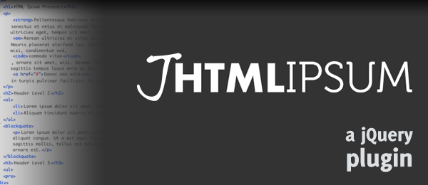 jHTML-Ipsum: HTML Ipsum using a jQuery plugin